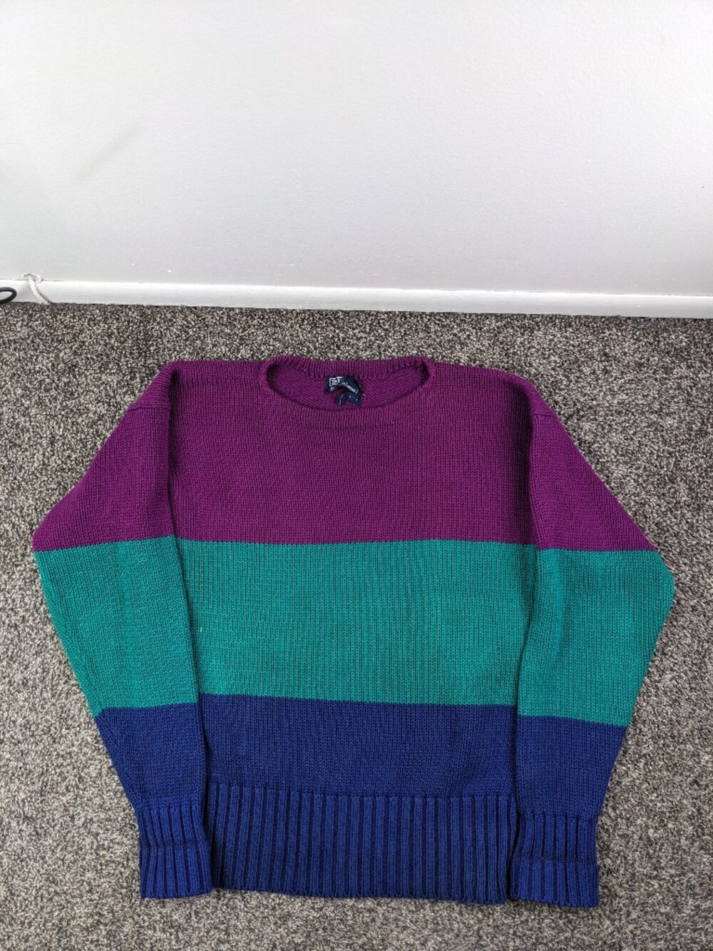 Vintage Polo Ralph Lauren Sweater Colorblock Cotton Striped Mens Large Hong Kong